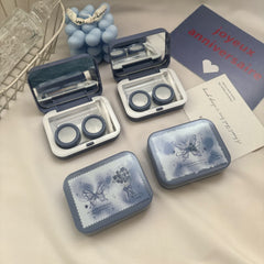 Romantic Ice Blue Roses Colored Contact Lens Case