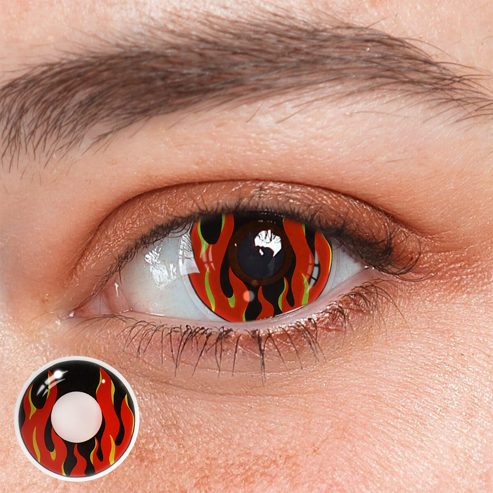 Cosplay Burning Flame Red Coloured Contact Lenses