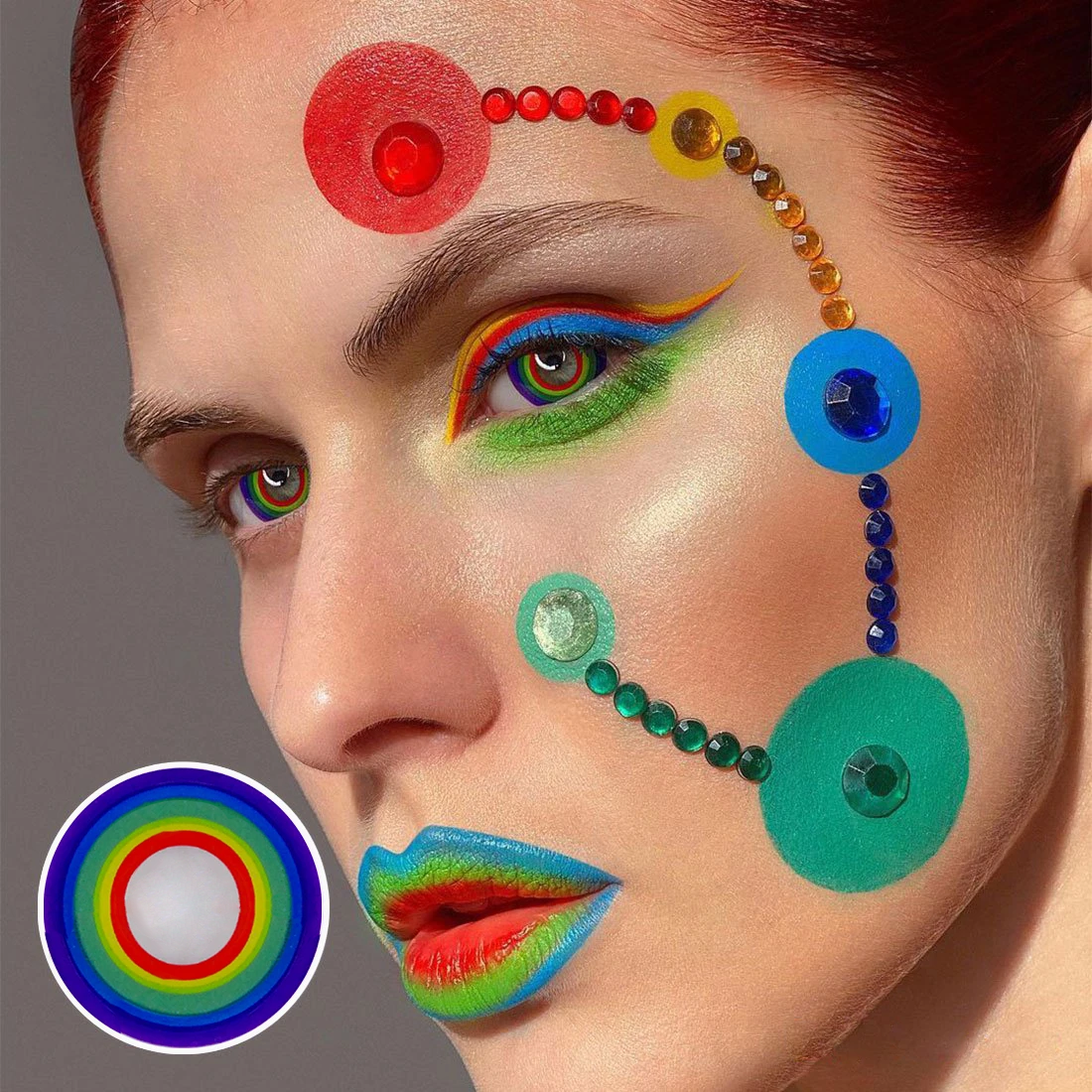 Halloween Cosplay RAINBOW Multicolor Coloured Contact Lenses