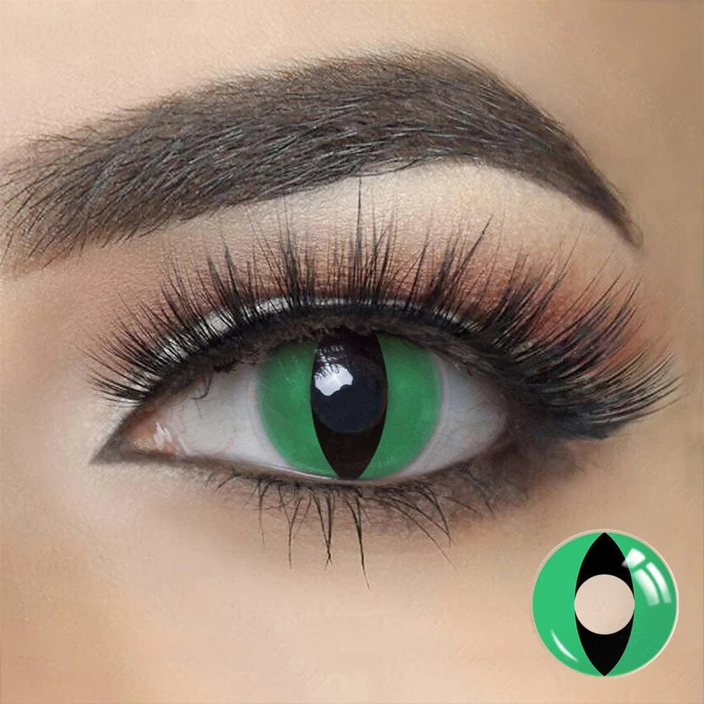 Cosplay Cat Eye Green Coloured Contact Lenses