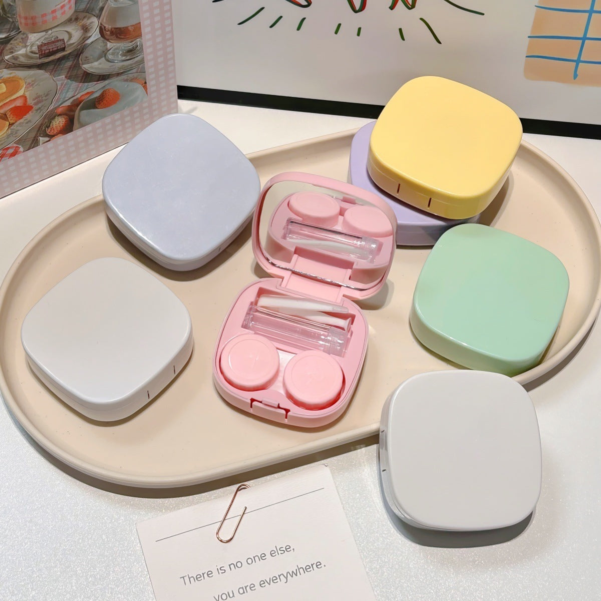 Like Fish Solid Color Portable Coloured Contact Lens Case