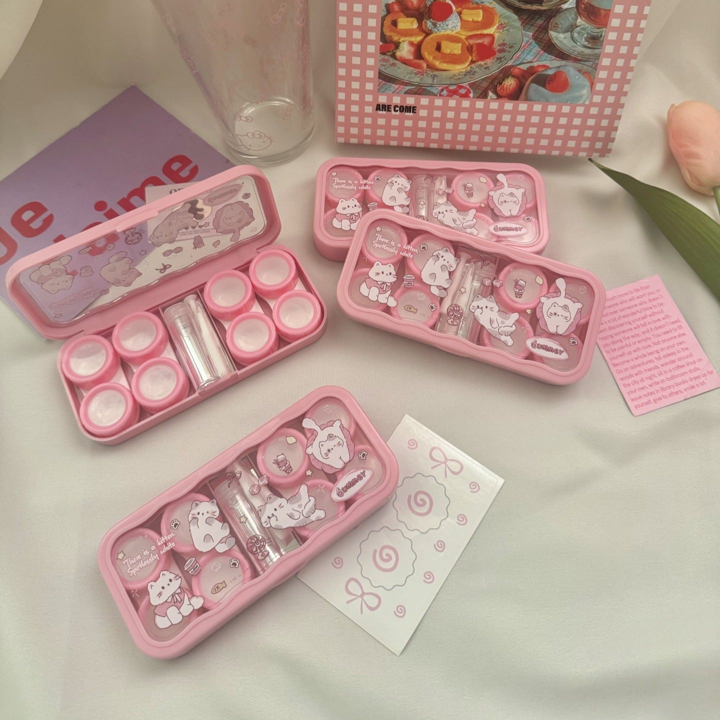 Summer With Cats Coloured Contact Lens Case