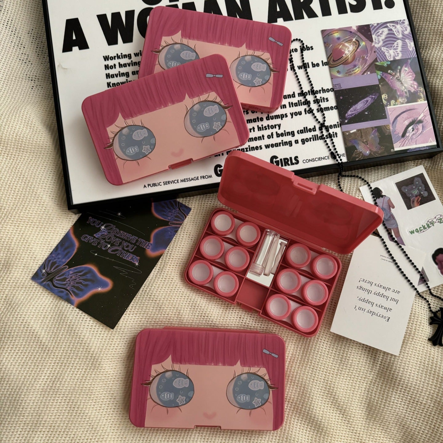Big Eye Girl Coloured Contact Lens Case