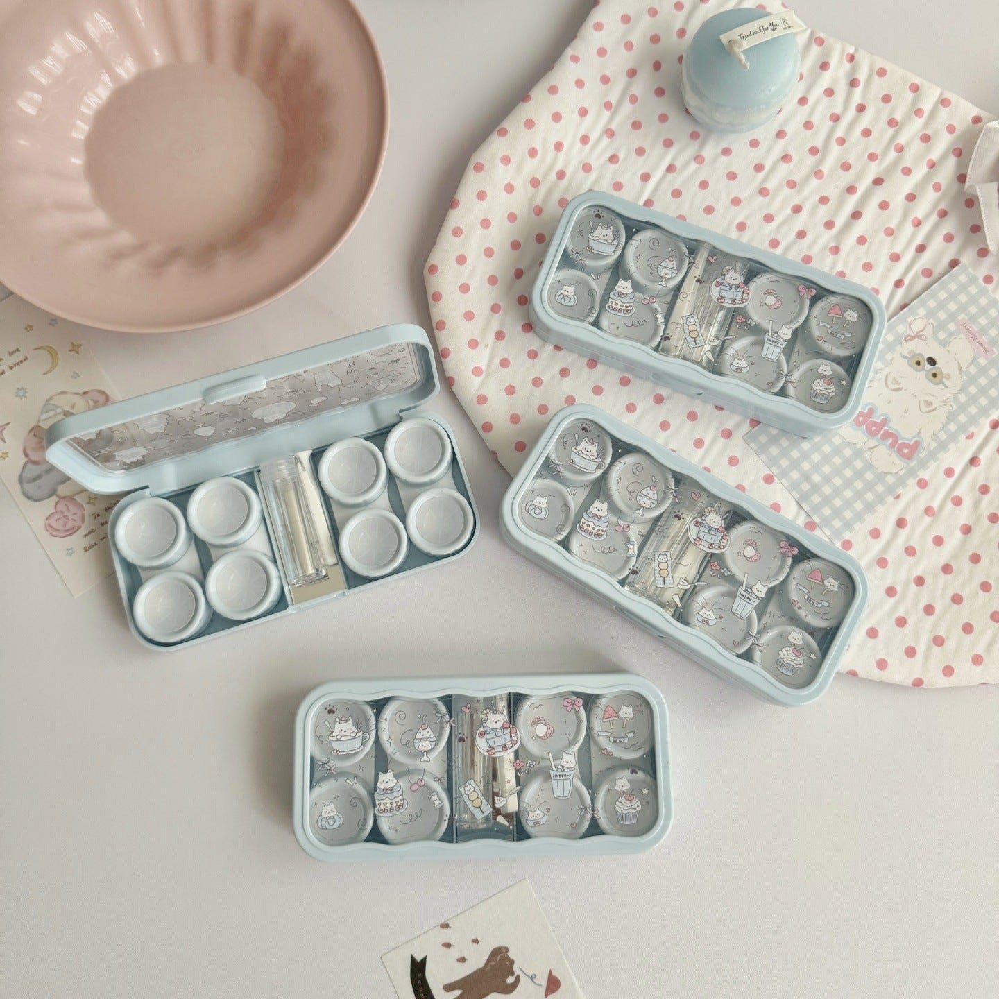 Ice Cream And Cake Coloured Contact Lens Case