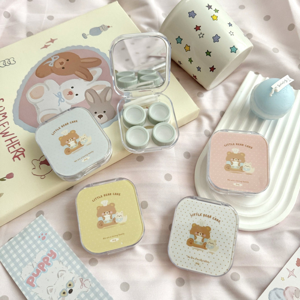 Little Bear Cake Colored Contact Lens Case