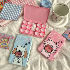 Sleepy Puppy And Cat Colored Contact Lens Case