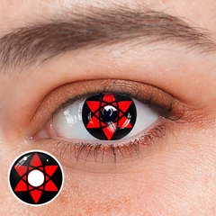 Cosplay NARUTO Uchiha Sasuke Hexagram Shalingan Red Prescription Coloured Contact Lenses