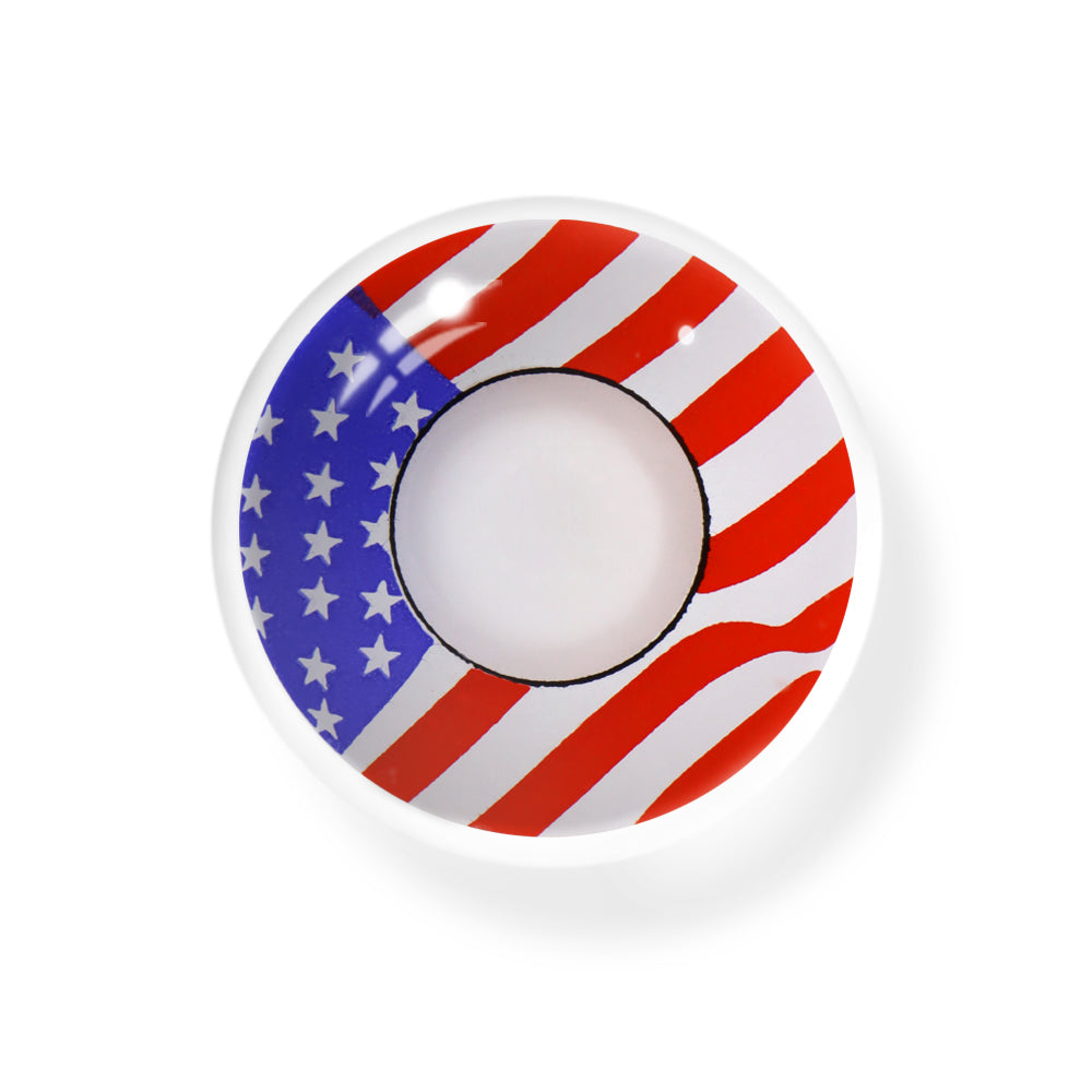 Cosplay America Flag Red Coloured Contact Lenses