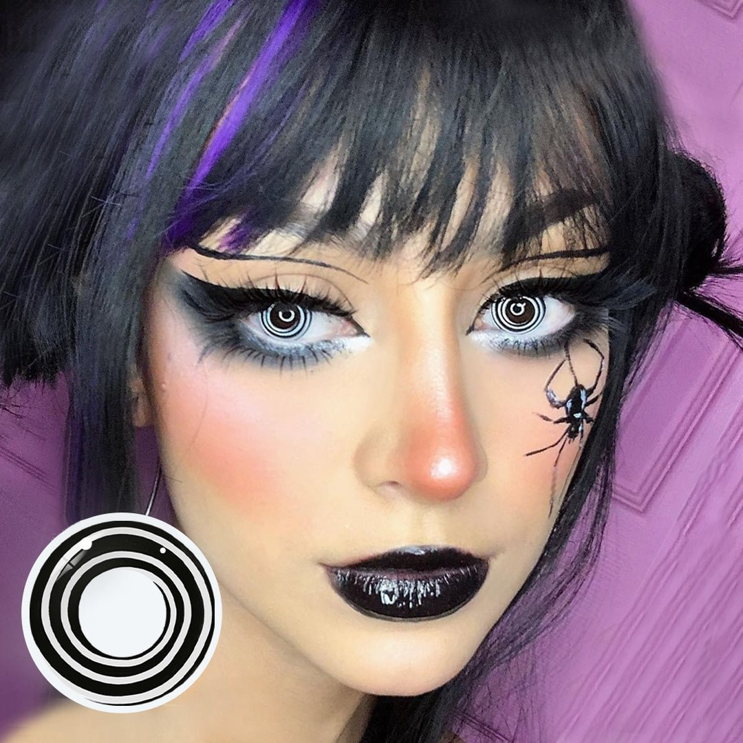 Cosplay Black&White Spiral Coloured Contact Lenses