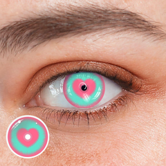 Cosplay Pink love Green Coloured Contact Lenses