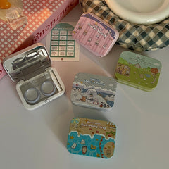 Cute Cartoon Simple Colored Contact Lens Case