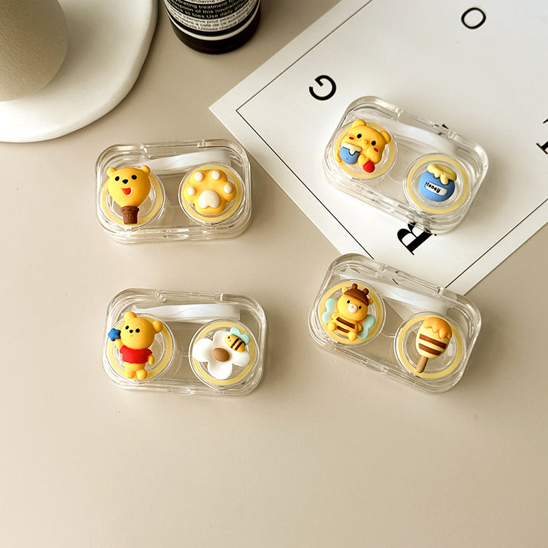 Cute Little Yellow Bear Colored Contact Lens Case