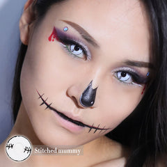 Halloween Stitched mummy White Coloured Contact Lenses