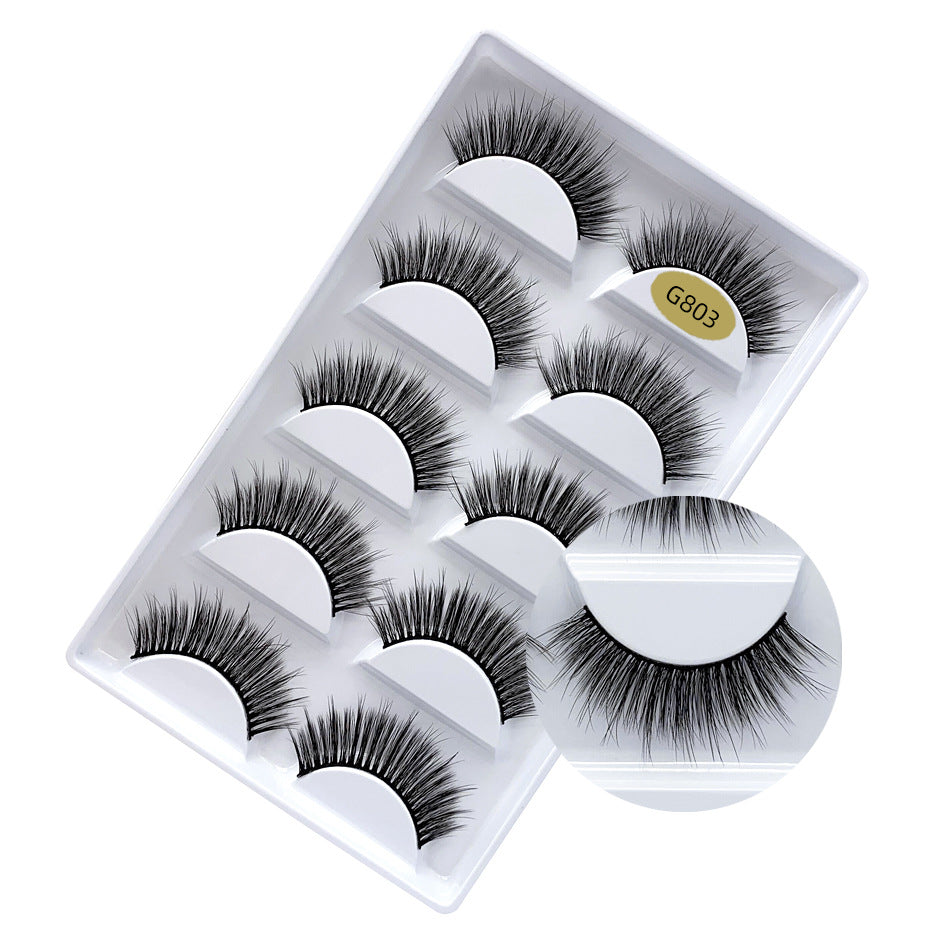 False Eyelashes Natural Thick 5 Pairs Mixed EyelashesPiece Mink Hair Eyelashes