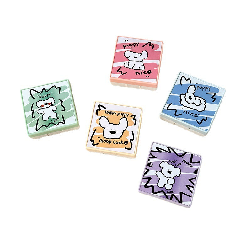 Simple Cartoon Puppy Colored Contact Lens Case