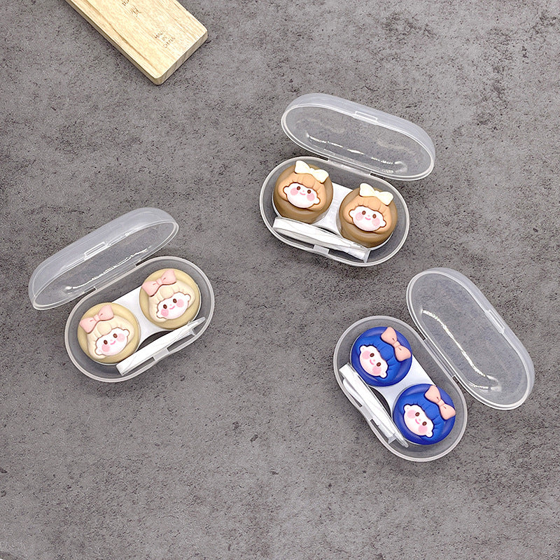 Lovely Girl Head Colored Contact Lens Case