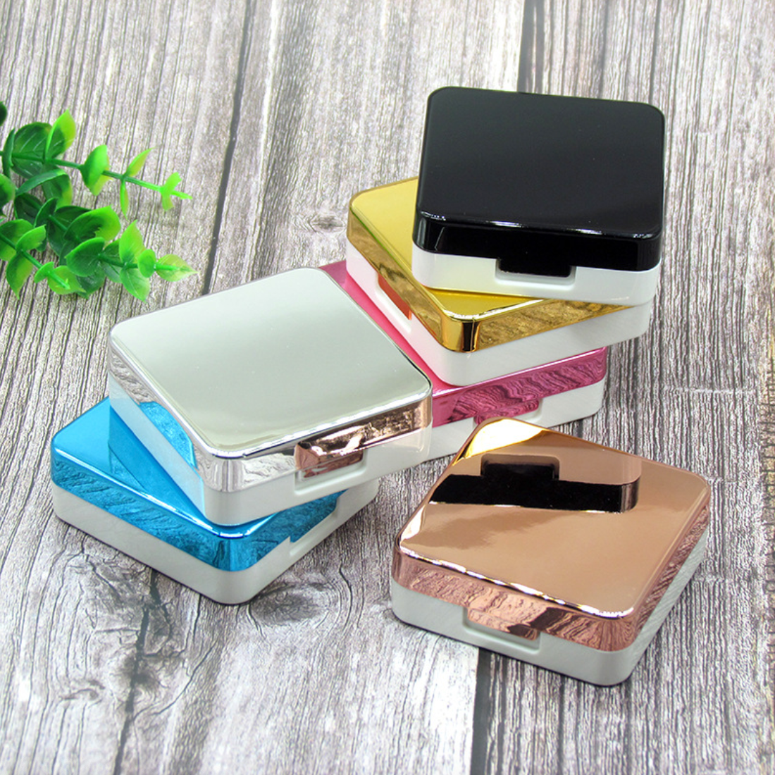 Electroplated Square Multicolor Colored Contact Lens Case