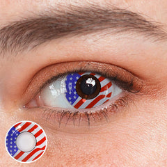 Cosplay America Flag Red Coloured Contact Lenses