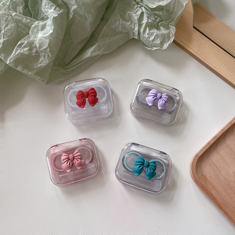 Transparent Portable Bow Colored Contact Lens Case