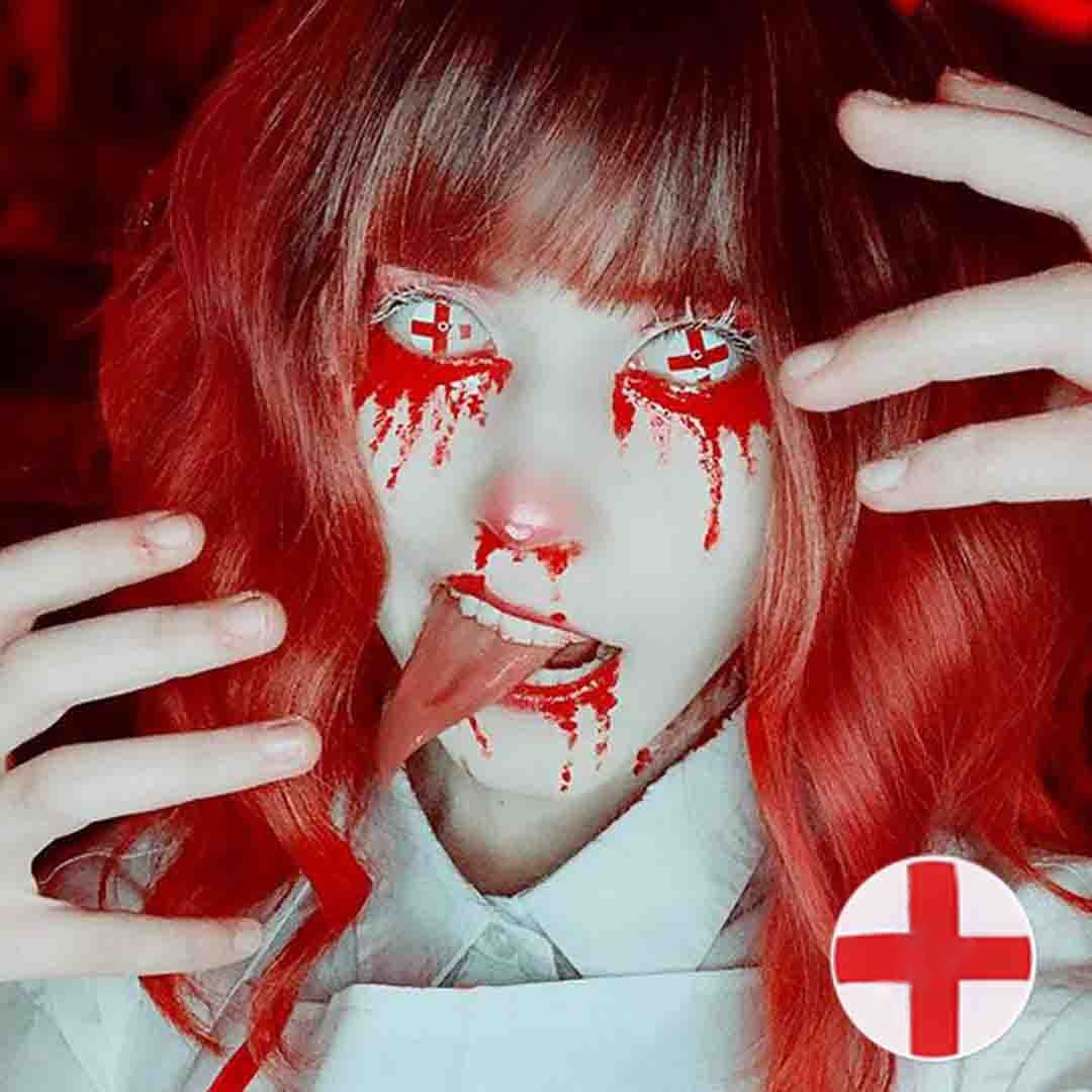 Cosplay Red cross Coloured Contact Lenses