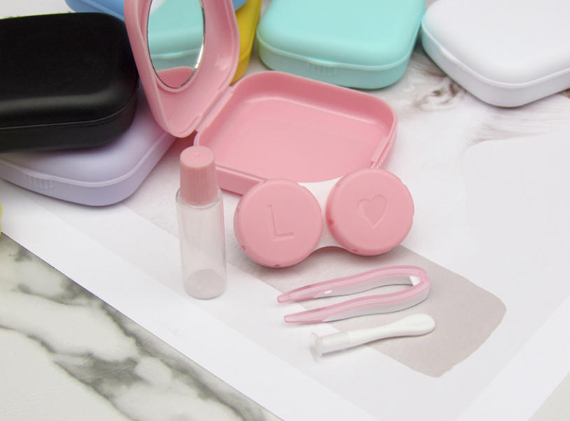 Square Frosting Multicolor Colored Contact Lens Case