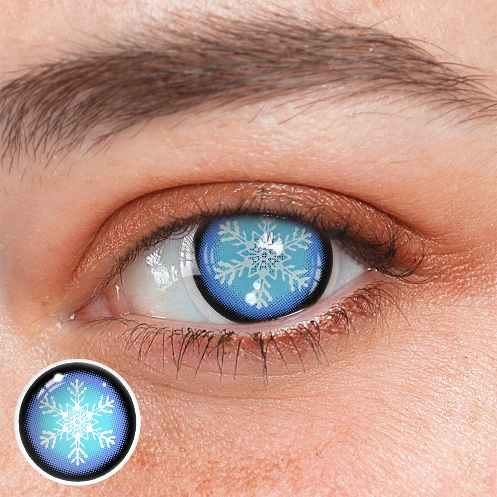 Cosplay Snow Flake Blue Coloured Contact Lenses