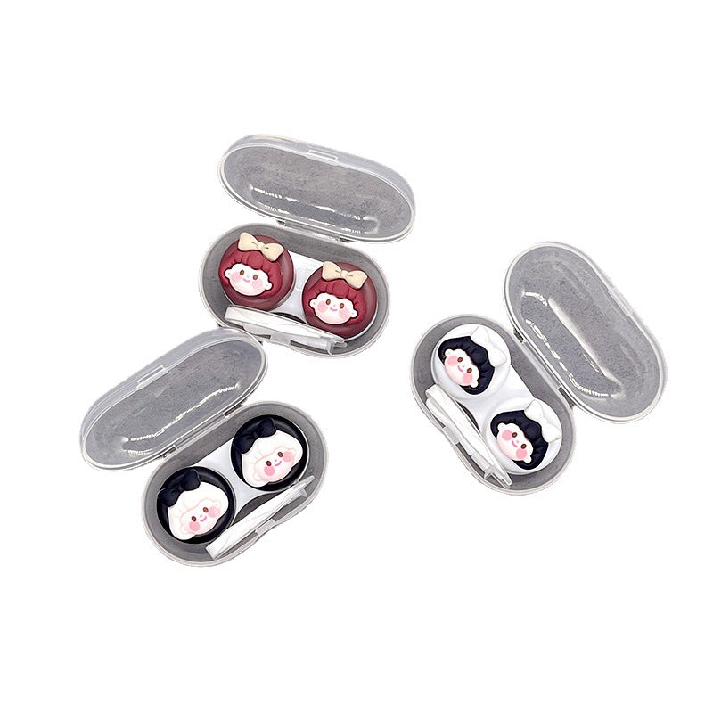 Lovely Girl Head Colored Contact Lens Case