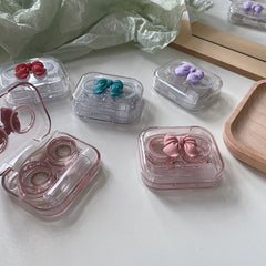 Transparent Portable Bow Colored Contact Lens Case