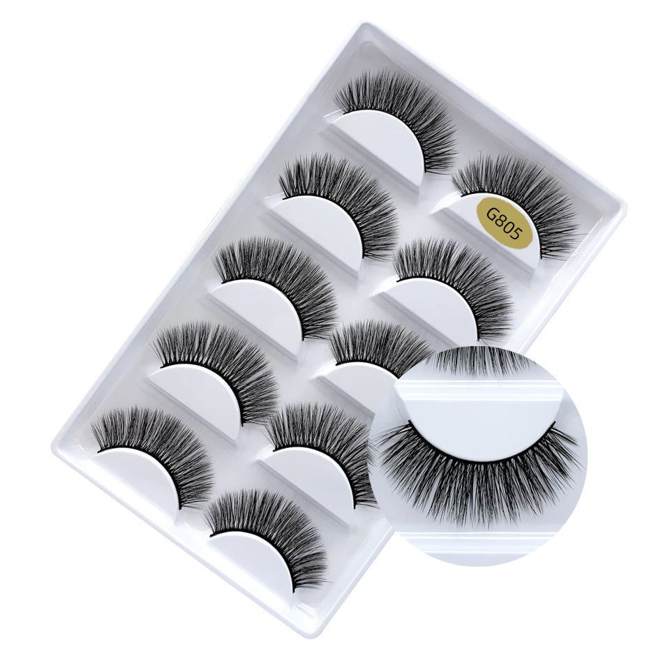 False Eyelashes Natural Thick 5 Pairs Mixed EyelashesPiece Mink Hair Eyelashes