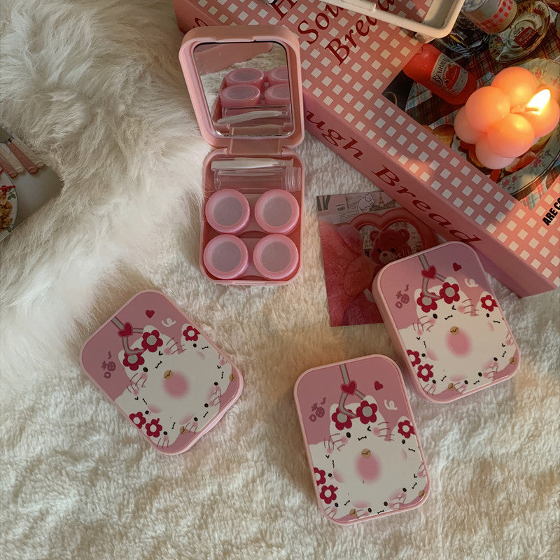 Ins Cute Pink Cat Colored Contact Lens Case