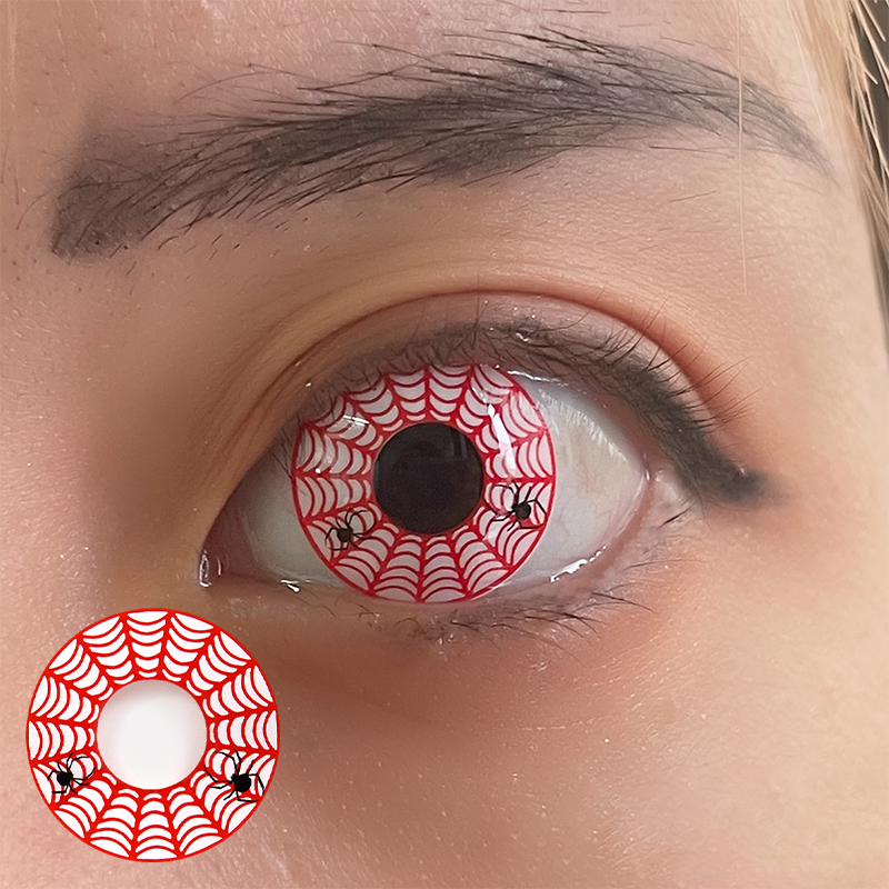 Halloween Spider Web Red Contact Lenses