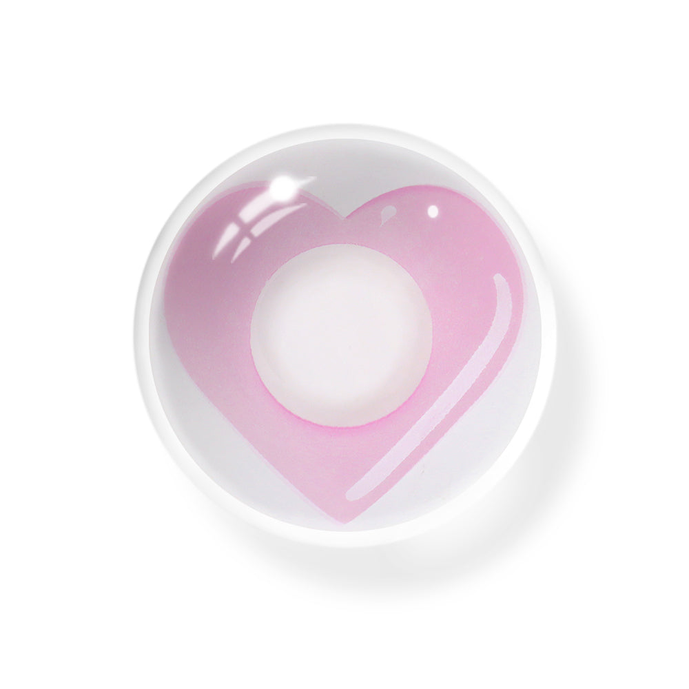 Cosplay Pink Love Heart Pink Coloured Contact Lenses