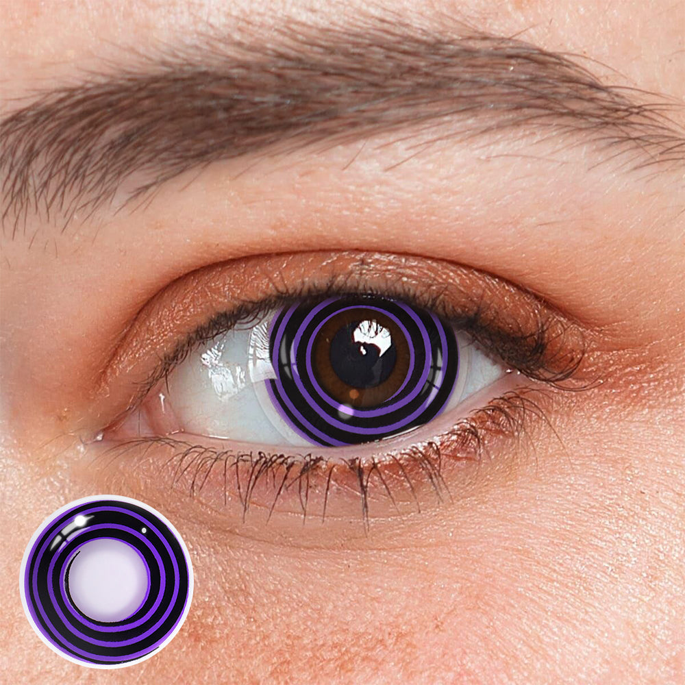 Cosplay Circle Line Black Purple Coloured Contact Lenses