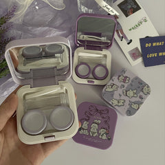 Purple Design Girl Love Colored Contact Lens Case