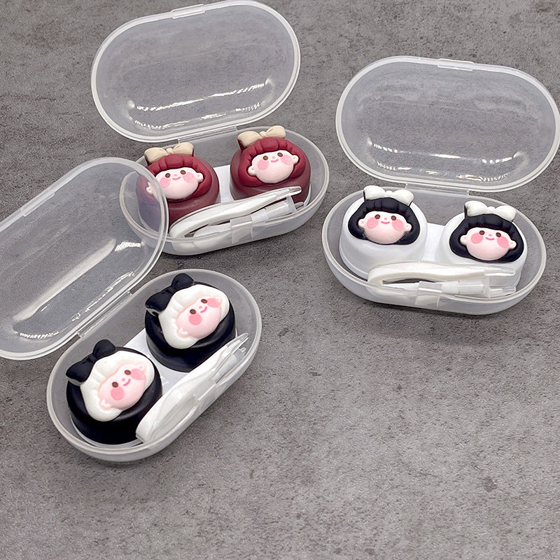 Lovely Girl Head Colored Contact Lens Case