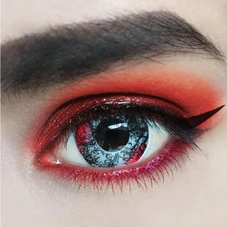 Halloween Demon Black&Red Coloured Contact Lenses