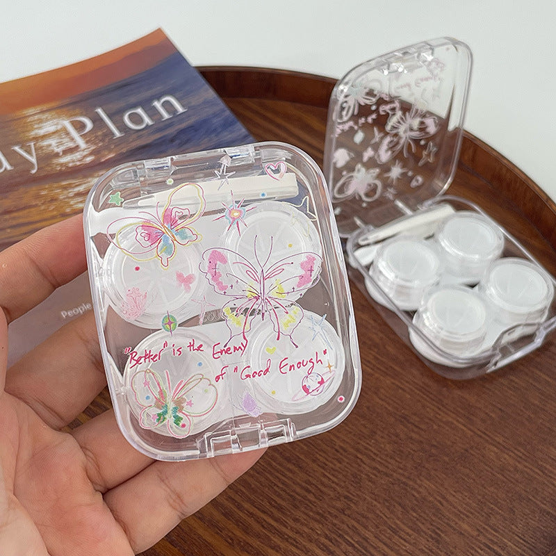 Transparent Butterfly Colored Contact Lens Case