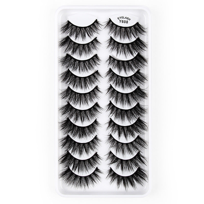 3D European and American Cat Eye 10 Piece Mink Hair Eyelashes