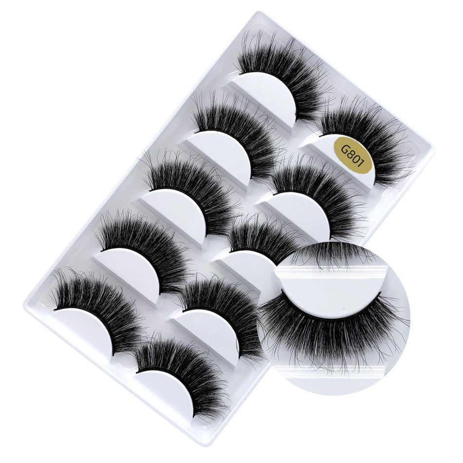 False Eyelashes Natural Thick 5 Pairs Mixed EyelashesPiece Mink Hair Eyelashes