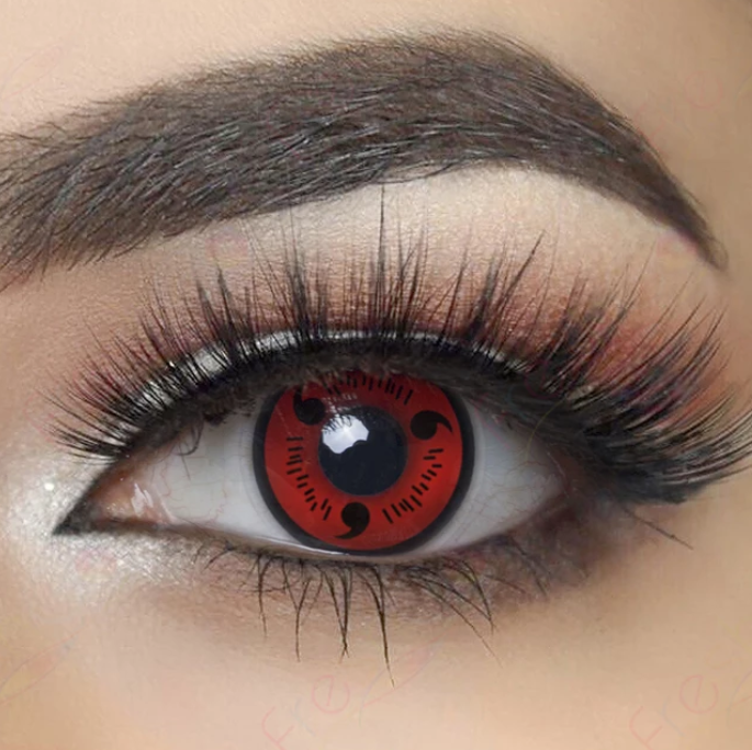 Cosplay Naruto Red Sasuke Sharingan Prescription Coloured Contact Lenses