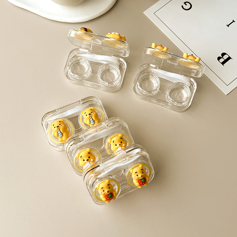 Cute Little Yellow Bear Colored Contact Lens Case