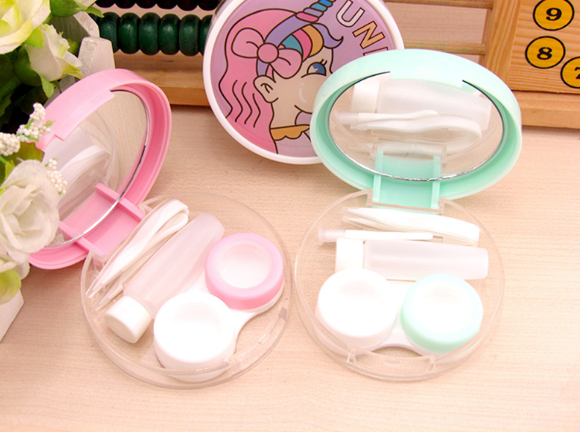 Cute Girl Multicolor Colored Contact Lens Case