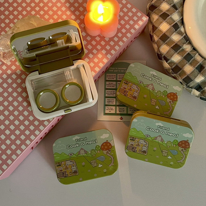 Cute Cartoon Simple Colored Contact Lens Case