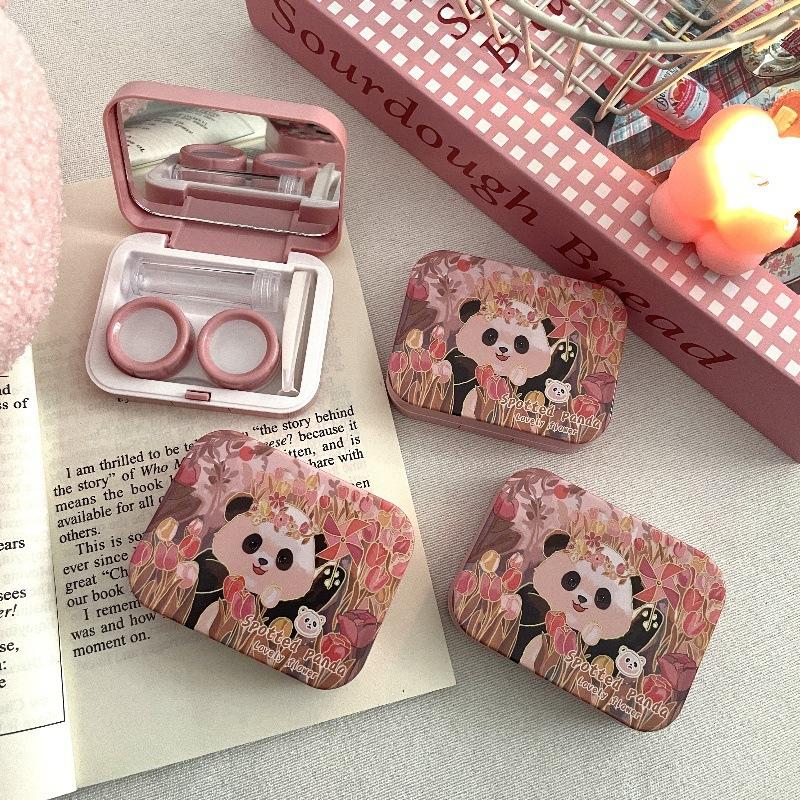 Pink Girl Heart Colored Contact Lens Case