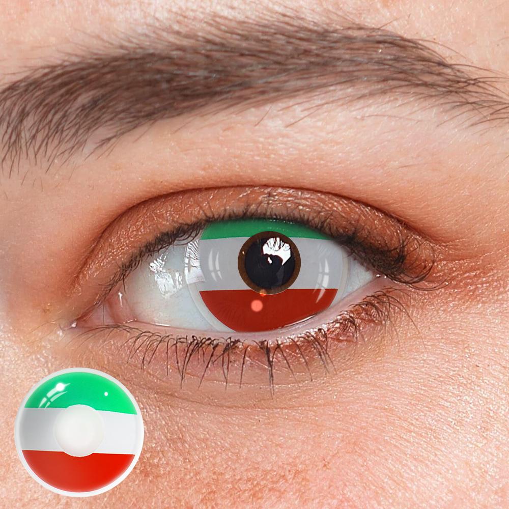 Cosplay Italian Flag Green Coloured Contact Lenses