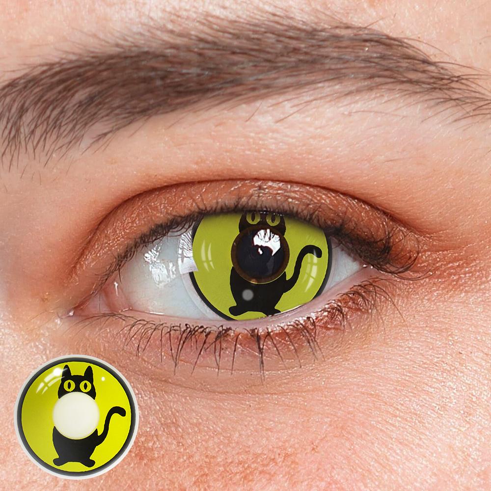 Halloween Cat Black Coloured Contact Lenses