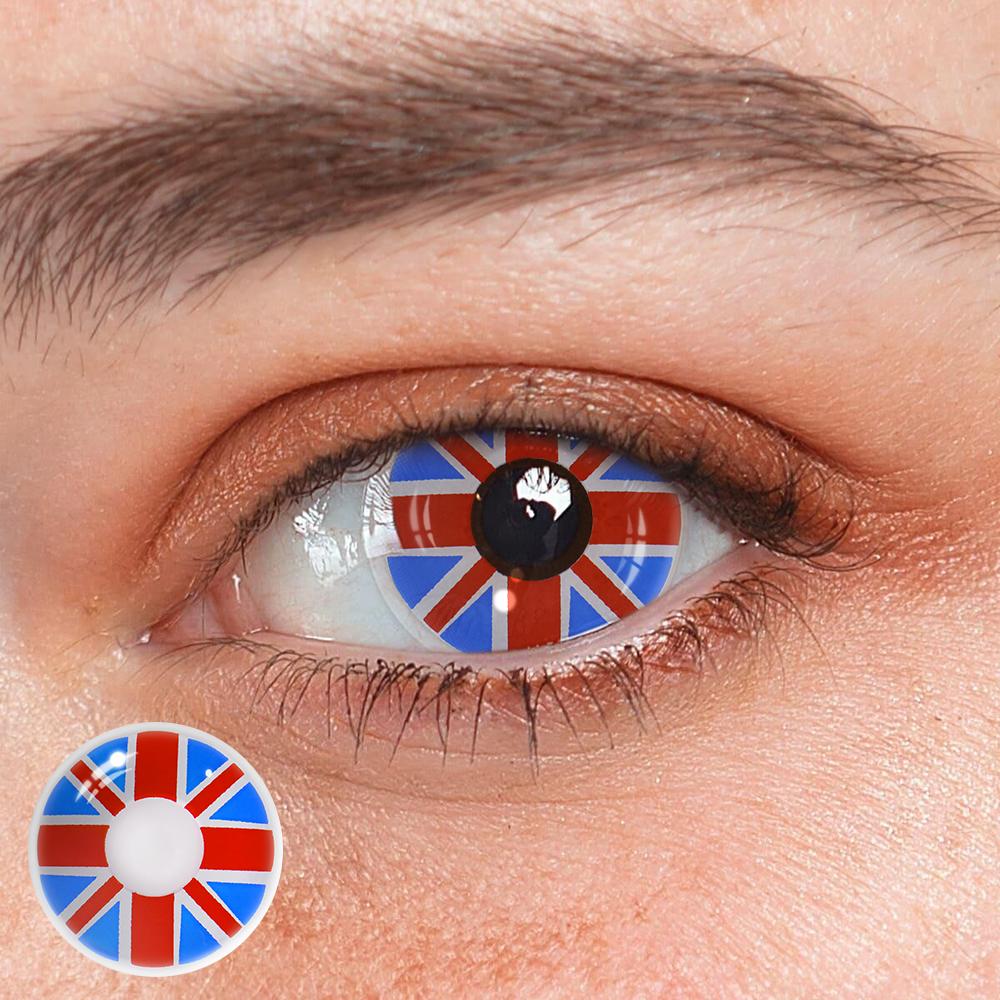 Cosplay Britain Flag Blue Coloured Contact Lenses